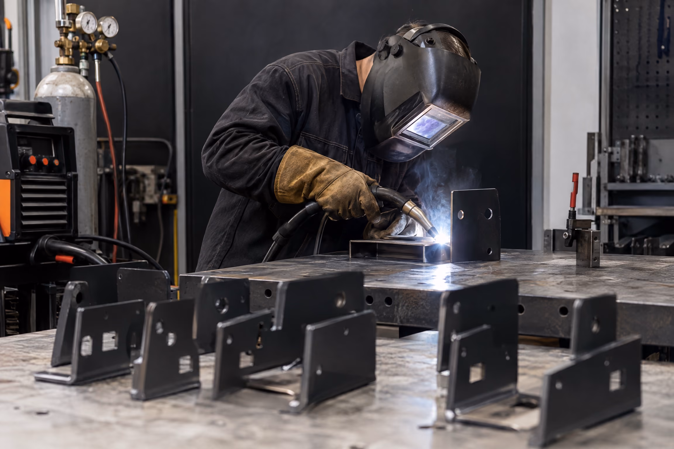 Illustrative welding and powder coating of sheet-metal parts